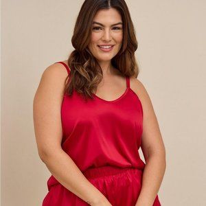 DREAM SATIN CAMI SLEEP TANK RED
